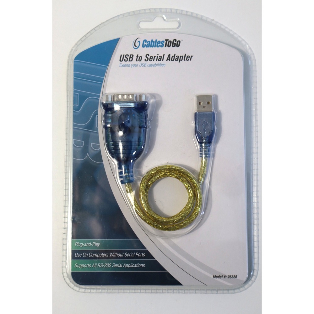 Cables To Go USB to Serial Adapter DB9 RS232 Converter Model 26886 Plug and Play